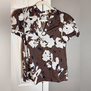 Entro Brown and White Floral Blouse